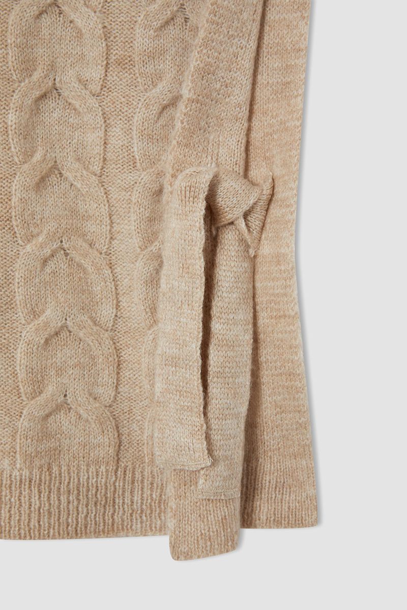 Girl - Regular Fit Crew Neck Tricot Pullover - Beige