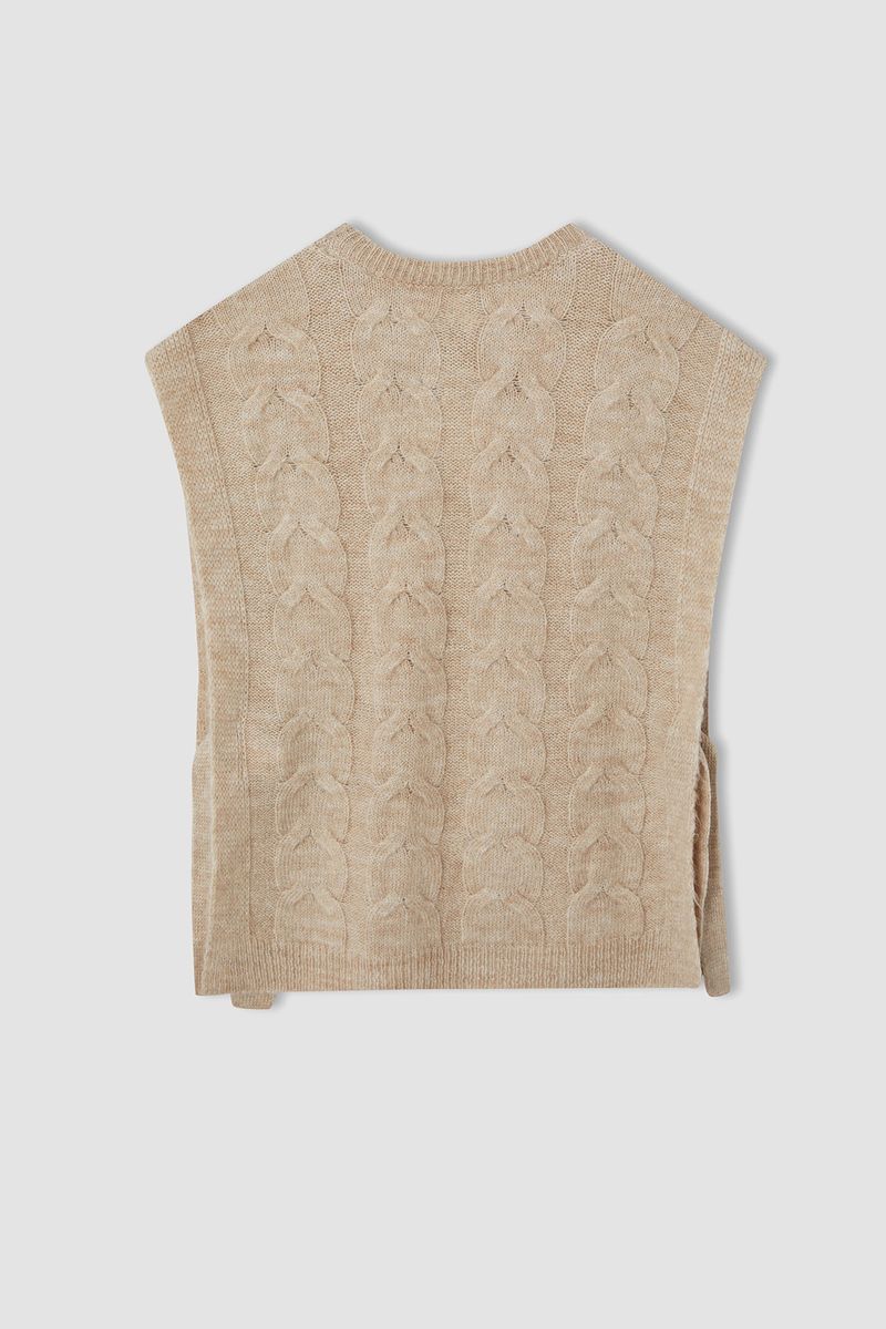 Girl - Regular Fit Crew Neck Tricot Pullover - Beige