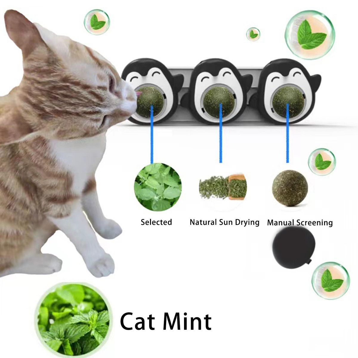 3Pcs Cat Toys Promote Digestion Kitten Catnips Balls Black