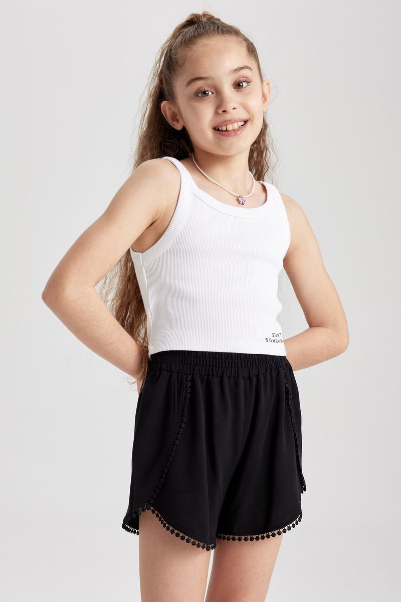 Girl Regular Fit Woven Swimming Short - Black