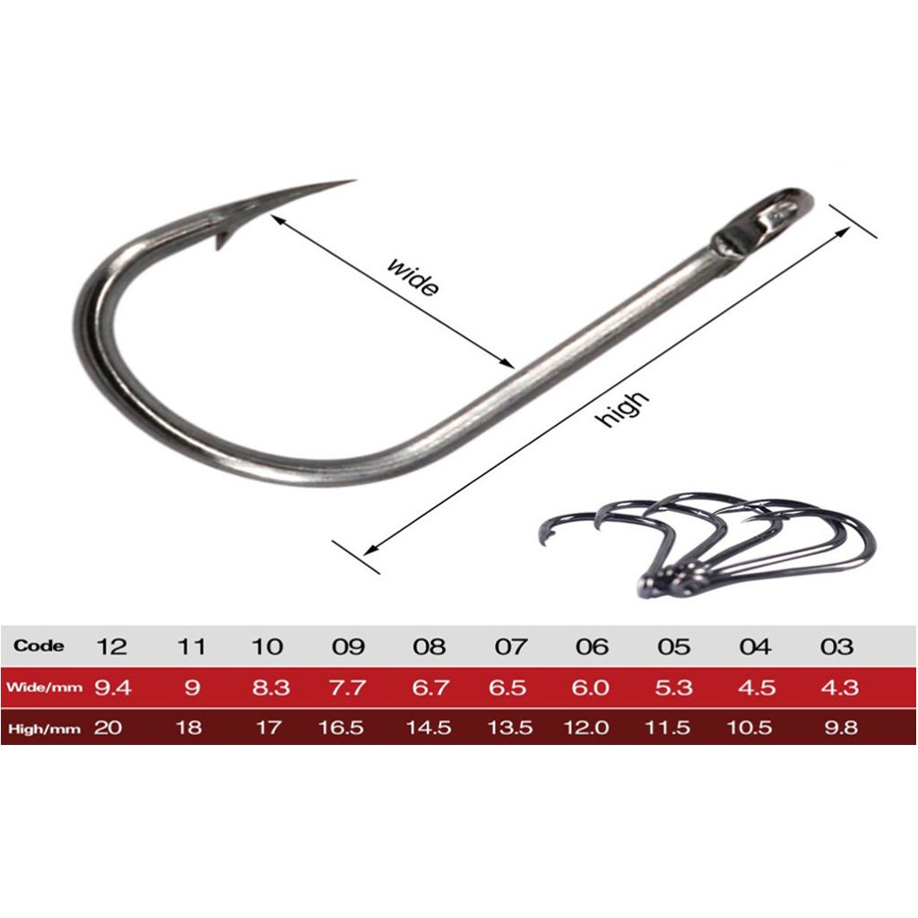 300pcs High-carbon Steel Barbed  Hook Kit 3-12# Jig Big Hook