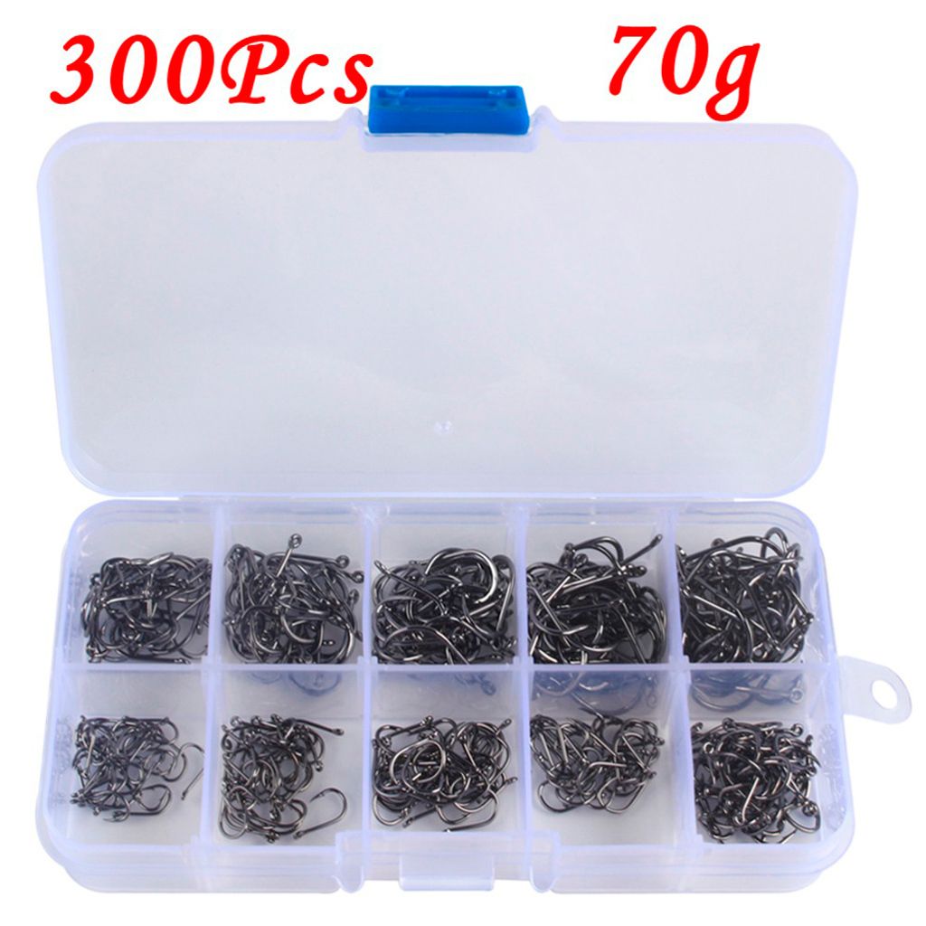 300pcs High-carbon Steel Barbed  Hook Kit 3-12# Jig Big Hook