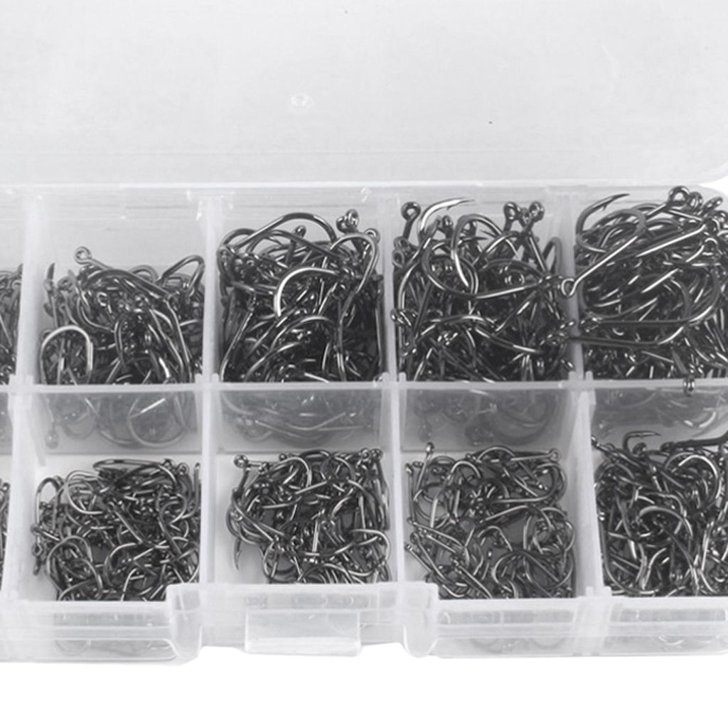 300pcs High-carbon Steel Barbed  Hook Kit 3-12# Jig Big Hook