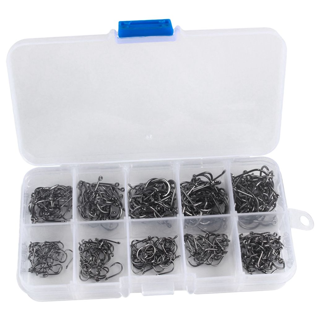 300pcs High-carbon Steel Barbed  Hook Kit 3-12# Jig Big Hook