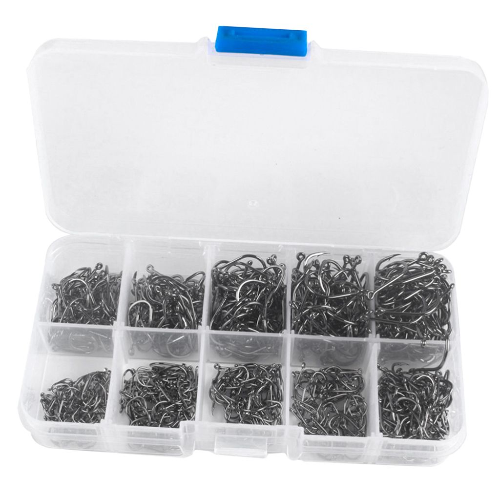300pcs High-carbon Steel Barbed  Hook Kit 3-12# Jig Big Hook