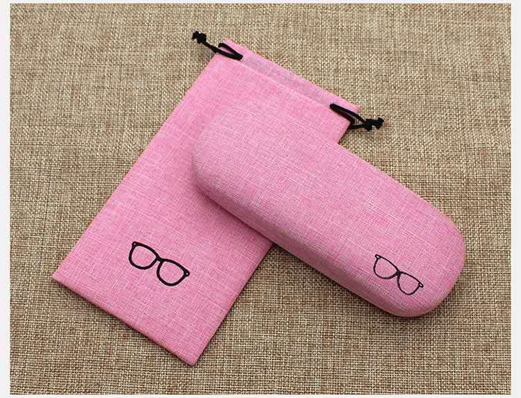 Linen Fabric Case For Eyeglasses Protection (with Glasses Pouch,Cleaning Cloth)