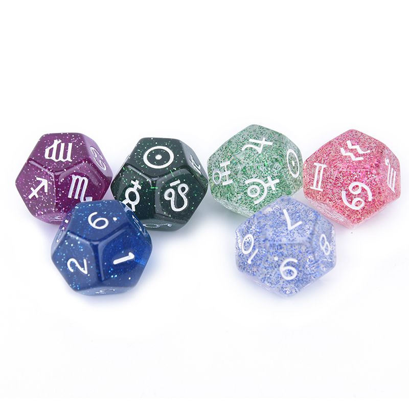 12-Sided Astrology Dice Acrylic D12 Shinning Star Dices For