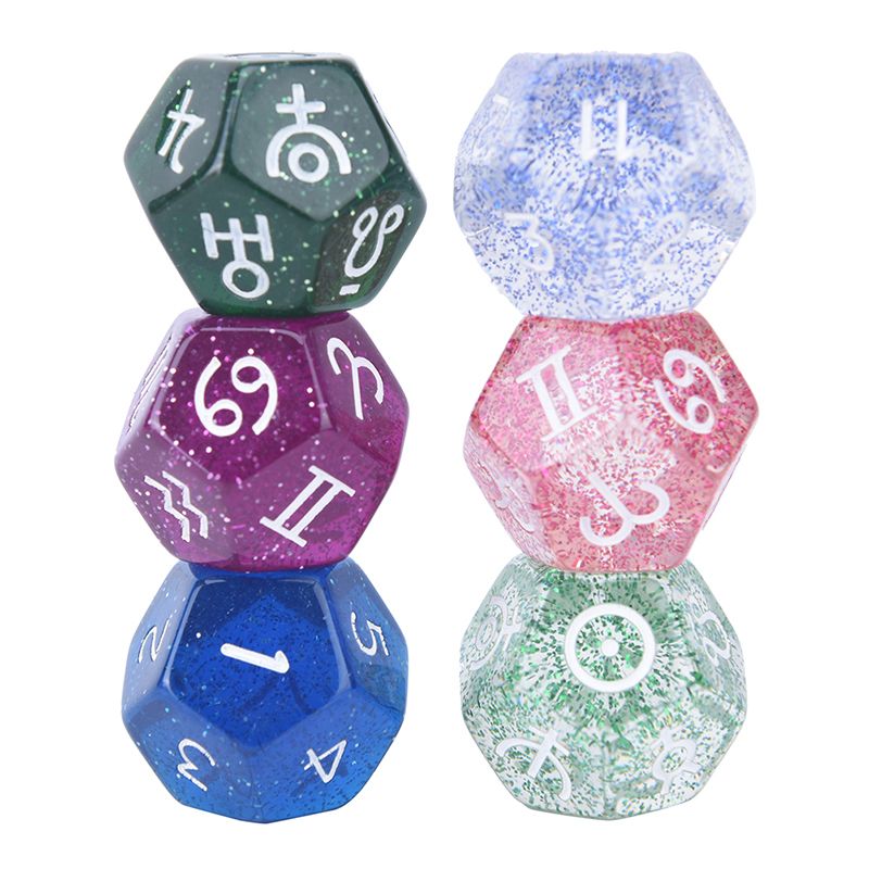 12-Sided Astrology Dice Acrylic D12 Shinning Star Dices For