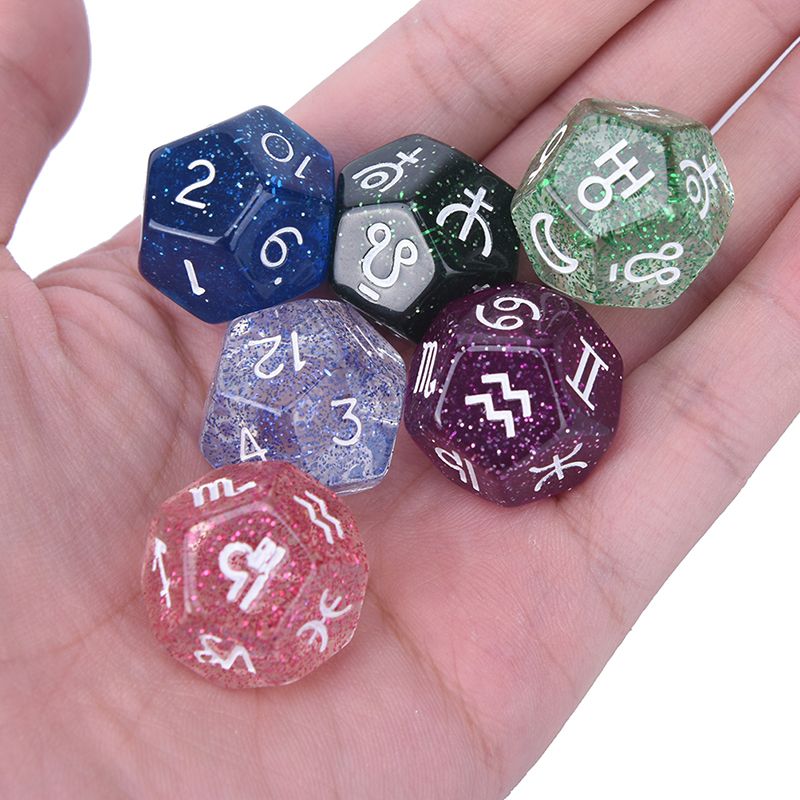 12-Sided Astrology Dice Acrylic D12 Shinning Star Dices For