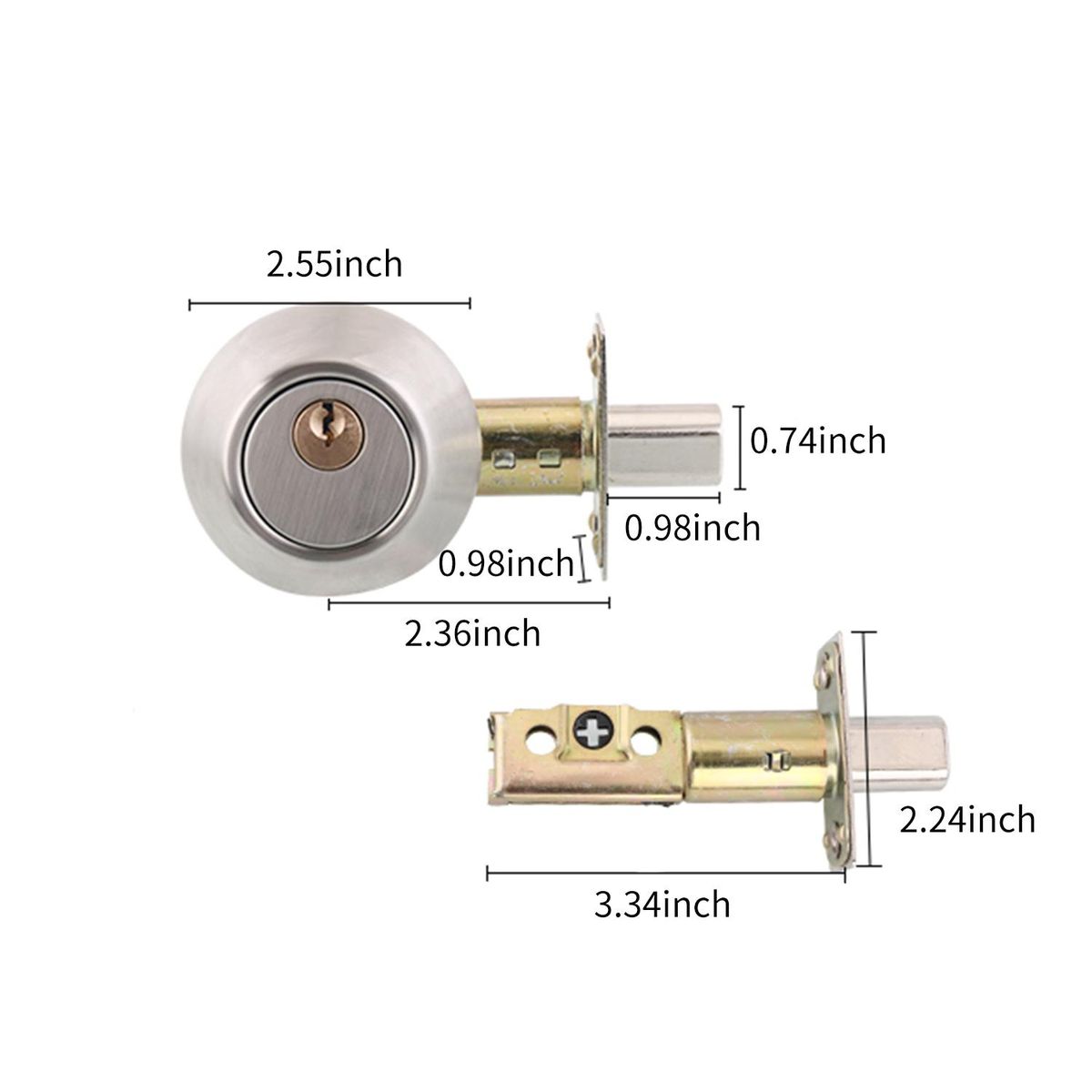 Door Knob Lockset with 3 Keys Privacy Handle Bedroom Bathroom Handle Lockset Stainless Steel Polished Door Knob Set Interior Lockable Door Handle