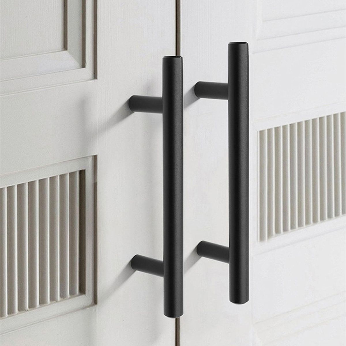 1 Set Cupboard Handle Round Tube Cupboard Door Handle Black