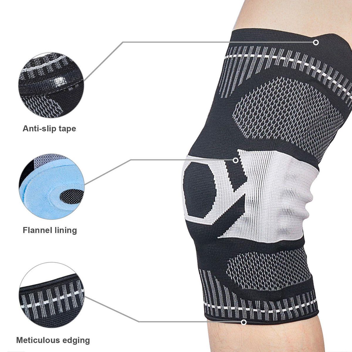 Knee Brace Knee Support Compression Sleeve with Side