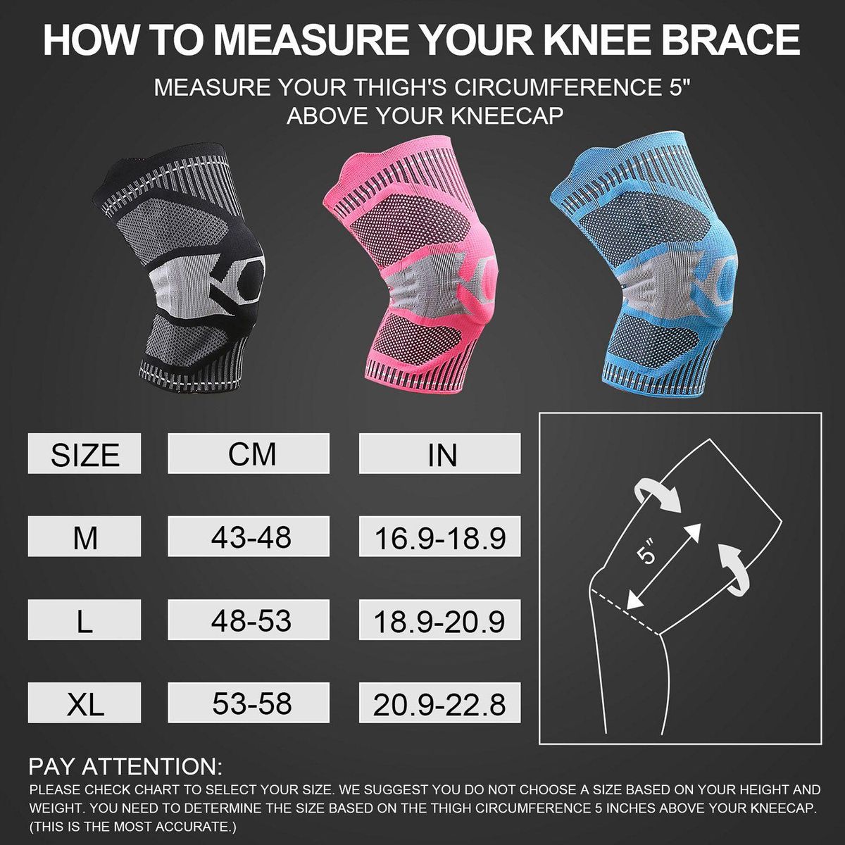 Knee Brace Knee Support Compression Sleeve with Side