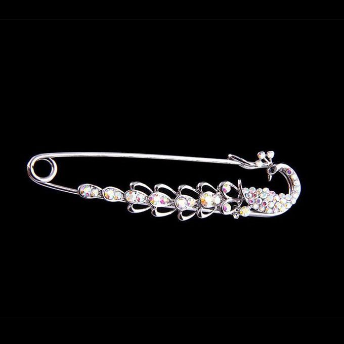Silver   Rhinestone   Crystal   Peacock   Wedding   Bridal   Brooches