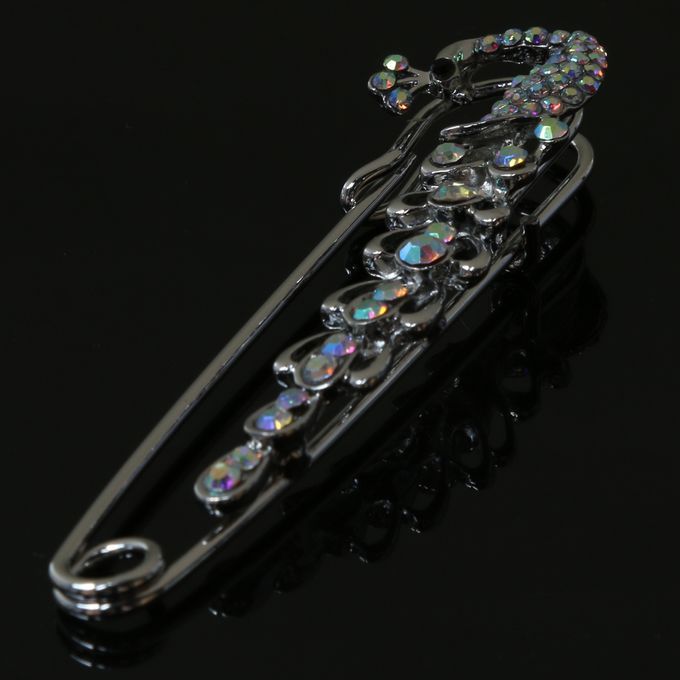 Silver   Rhinestone   Crystal   Peacock   Wedding   Bridal   Brooches