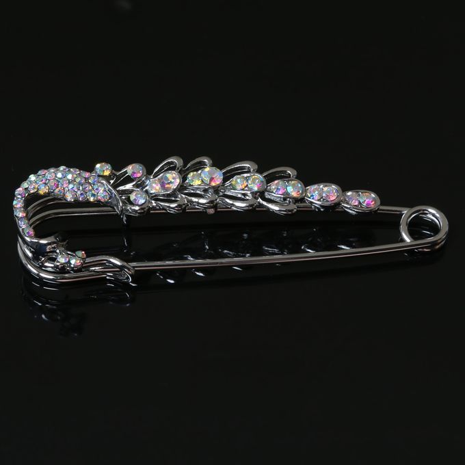 Silver   Rhinestone   Crystal   Peacock   Wedding   Bridal   Brooches