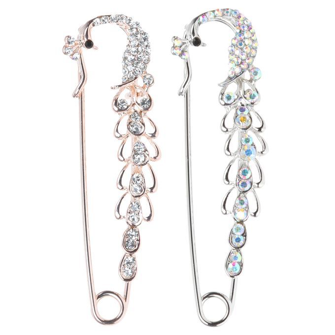 Silver   Rhinestone   Crystal   Peacock   Wedding   Bridal   Brooches