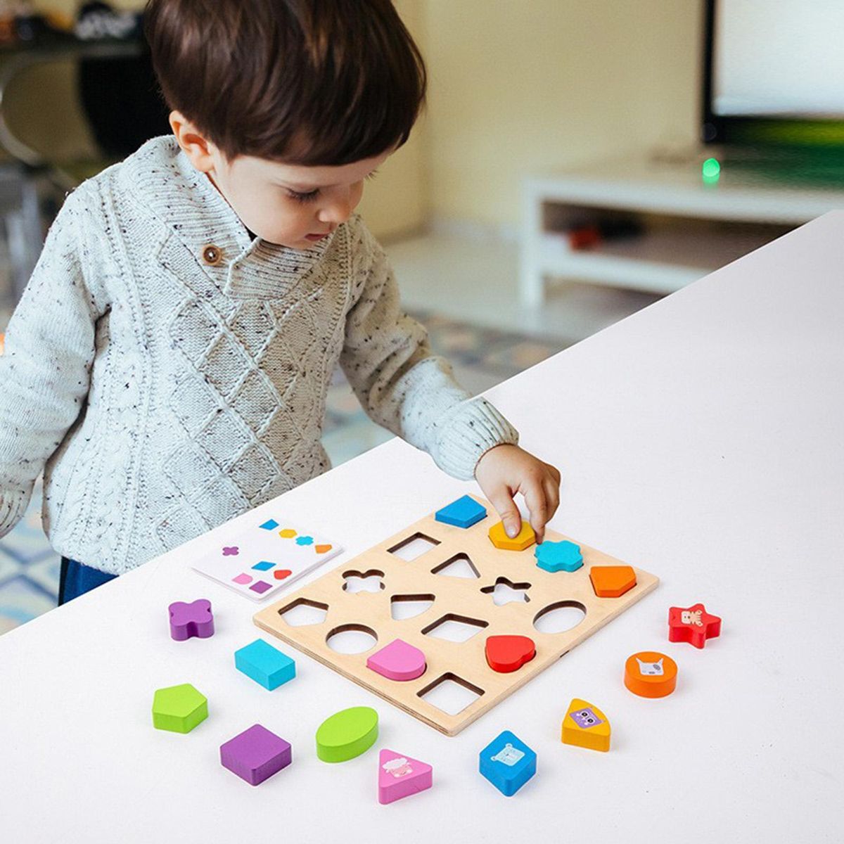1 Set Kids Toys Baby Education Puzzle Toddlers Color Graphic Pairing Toys Multicolor