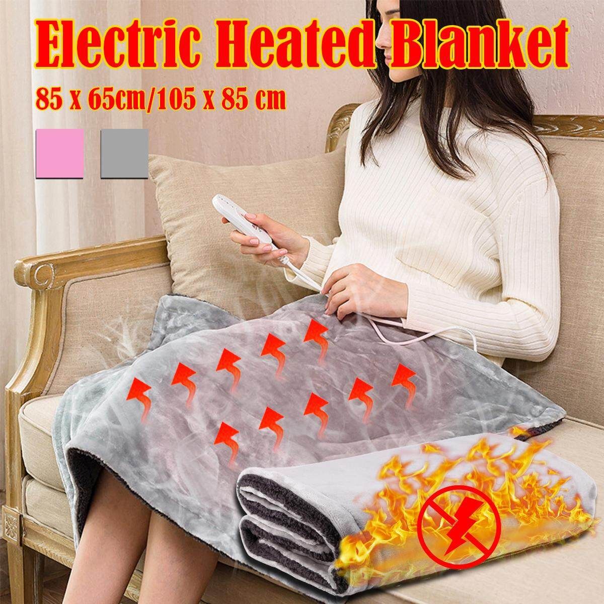 Electric Heated Throw Over Under Blanket 3Heating Control Washable Warm Mattress Gray 85 * 65cm