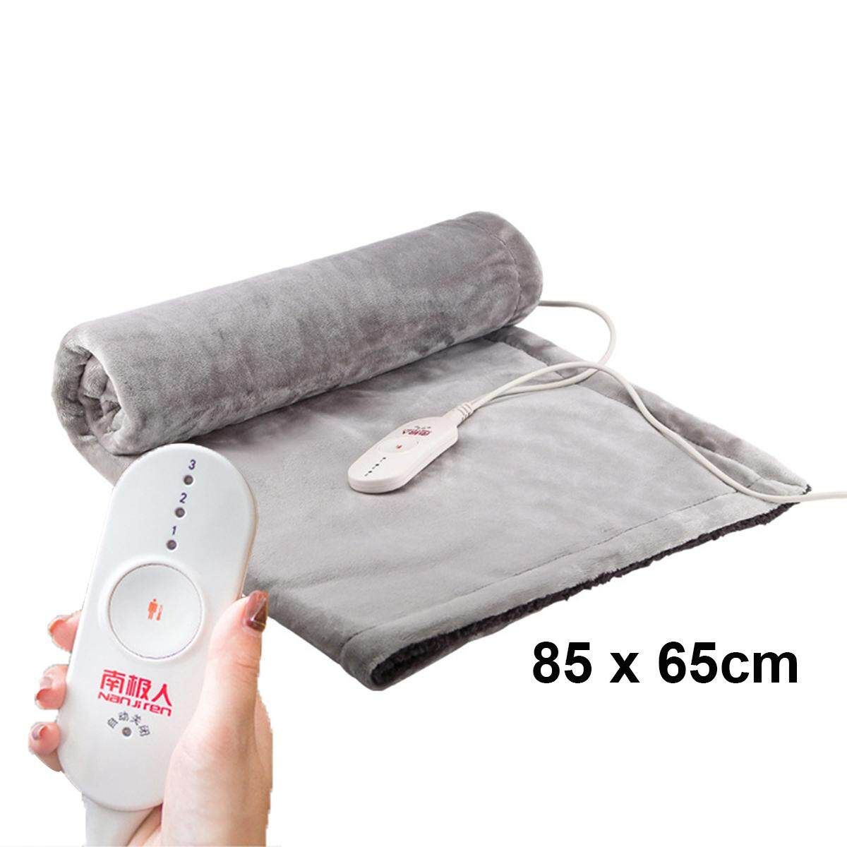 Electric Heated Throw Over Under Blanket 3Heating Control Washable Warm Mattress Gray 85 * 65cm