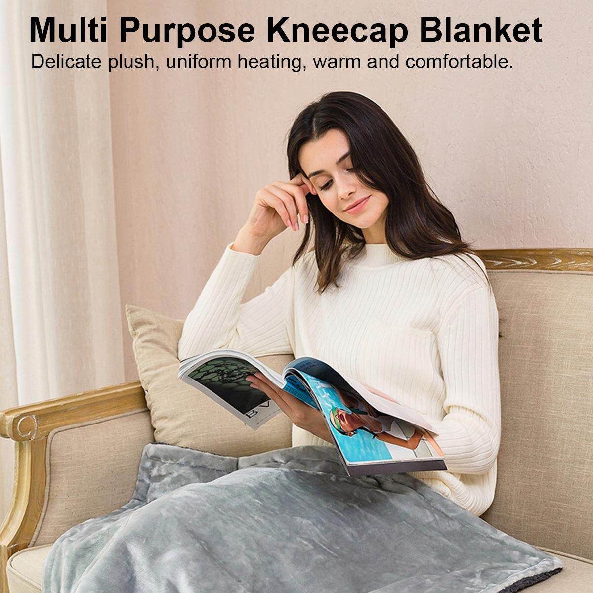 Electric Heated Throw Over Under Blanket 3Heating Control Washable Warm Mattress Gray 85 * 65cm