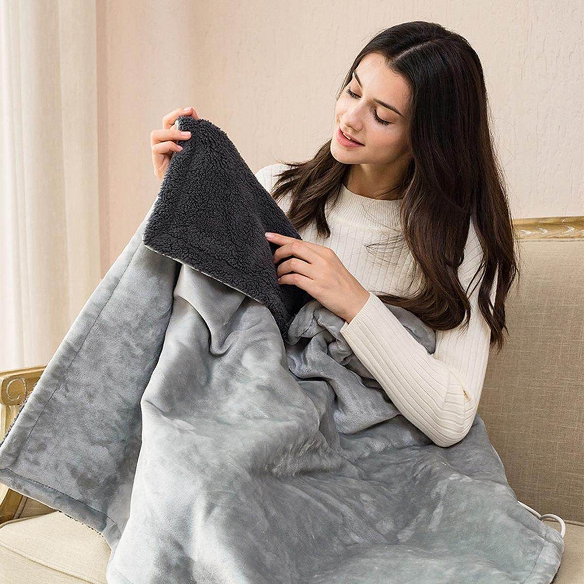 Electric Heated Throw Over Under Blanket 3Heating Control Washable Warm Mattress Gray 85 * 65cm