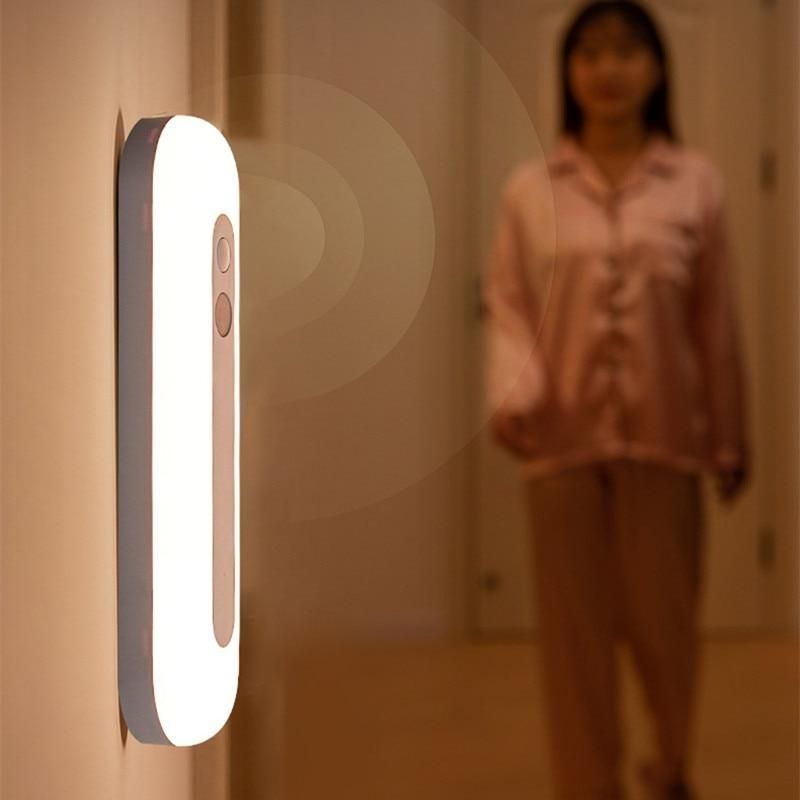 Under Cabinet Night Light PIR Motion Sensor Stepless Dimmable Rechargeable LED Lights Magnet Kitchen Staircase Corridor Lighting