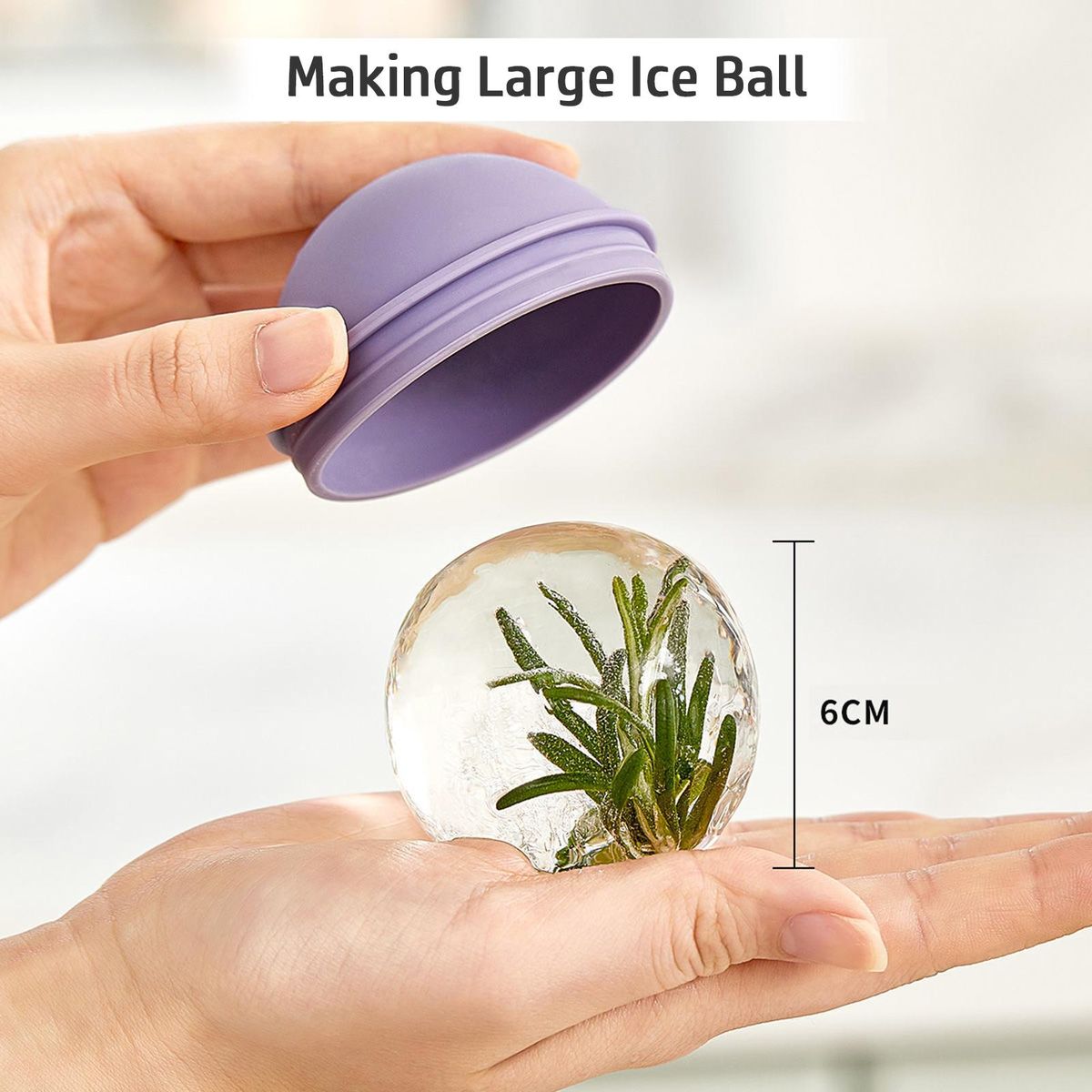 4pcs Ice Ball Maker 2.4 Inches Big Ice Ball Mold Silicone Cute Bulb-shaped for Whiskey Cocktails