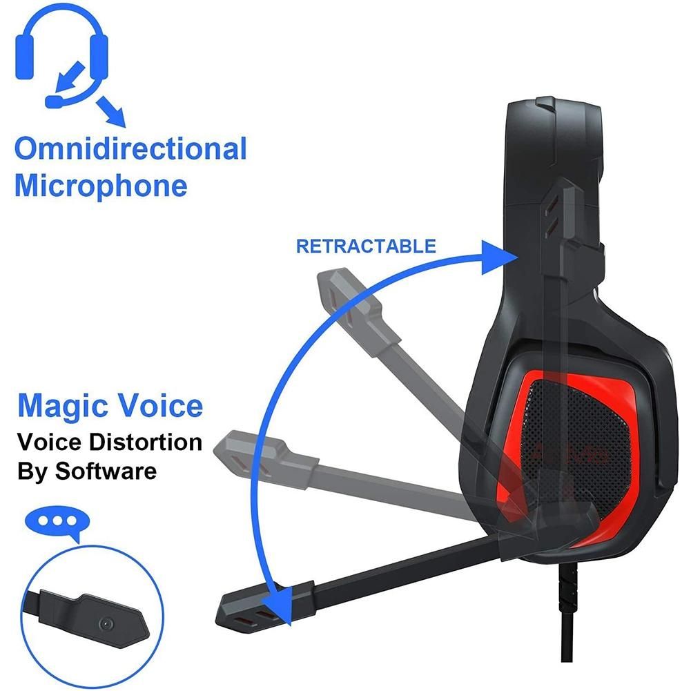 MH602 Gaming Headsets Wired Noise Reduction Over Ear -Red