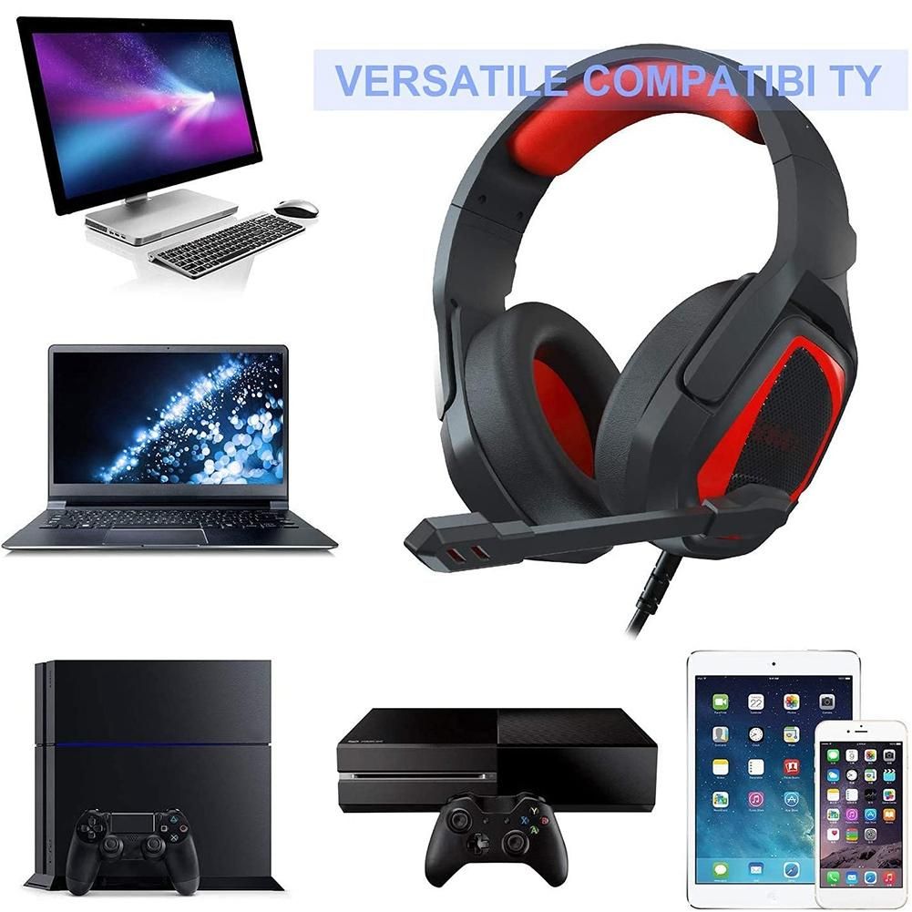 MH602 Gaming Headsets Wired Noise Reduction Over Ear -Red