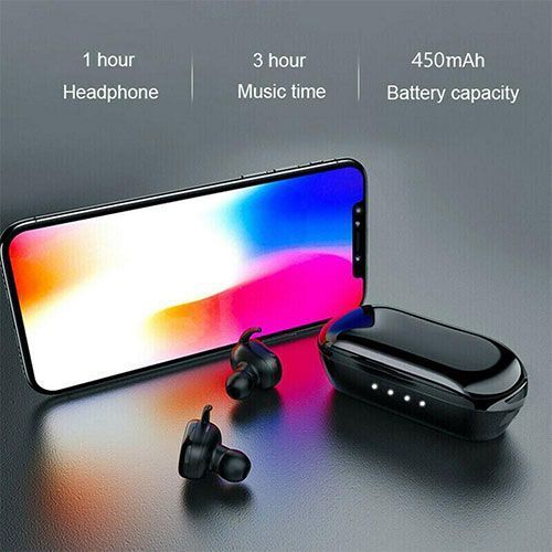 Fingerprint Touch Bluetooth Headset Noise-cancelling Stereo Headset + Rings