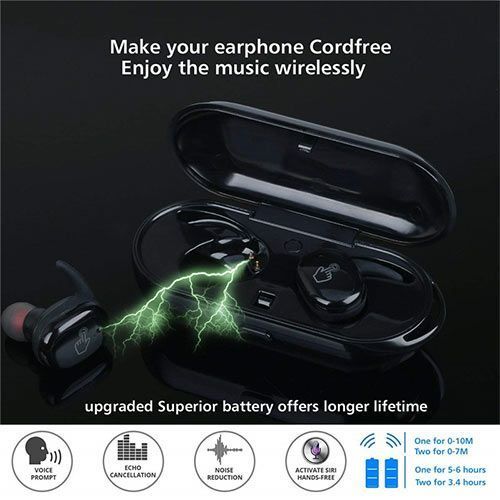 Fingerprint Touch Bluetooth Headset Noise-cancelling Stereo Headset + Rings