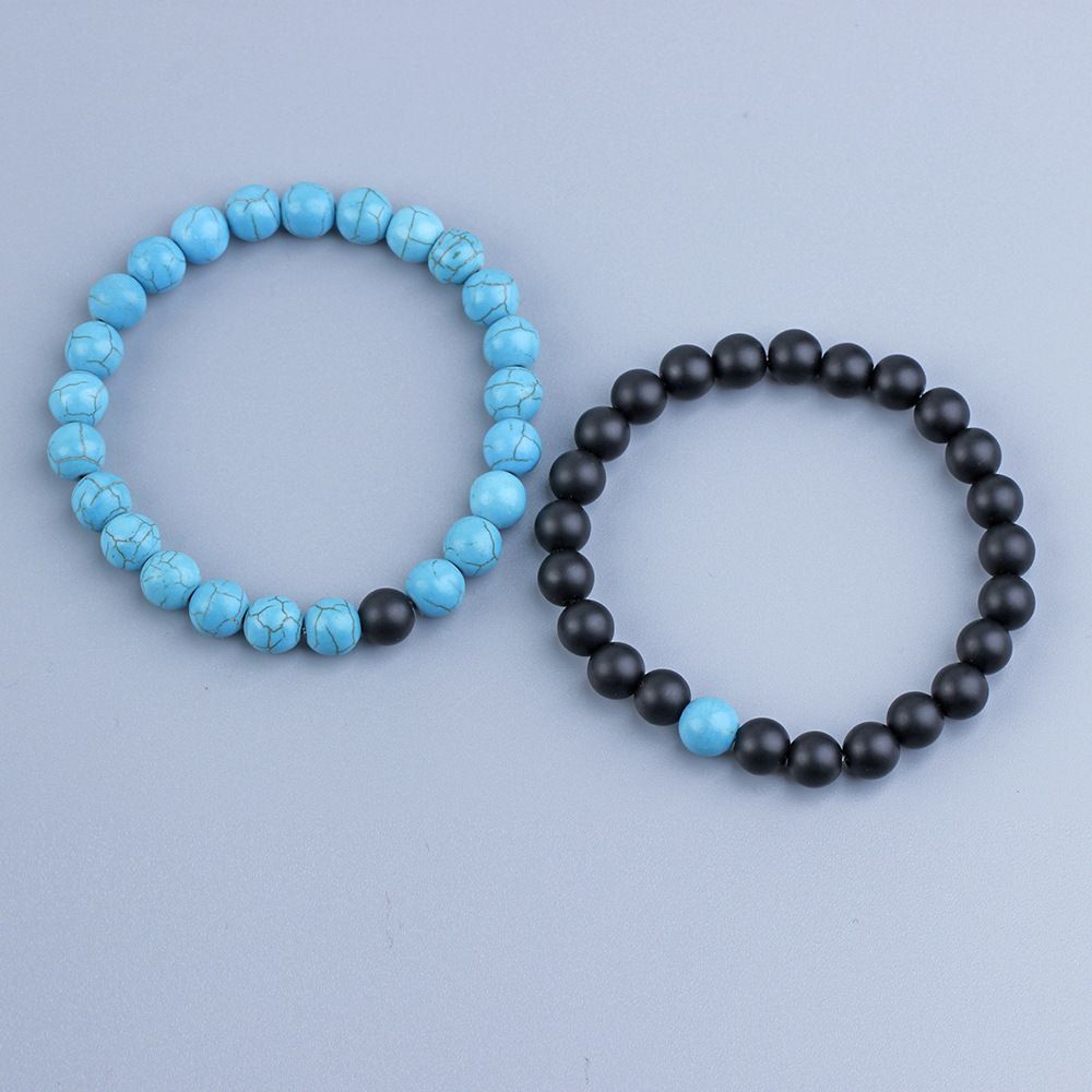 2 IN 1 Crystal Matts Stone Beads Bracelet Black,Blue Green