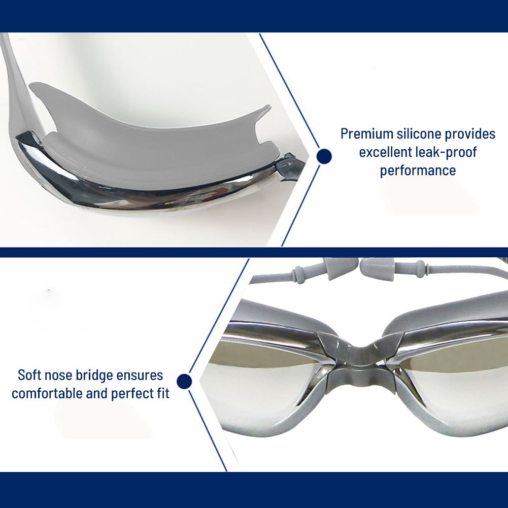 Swimming Goggles With Attached Earplugs Anti-Fog For Adult