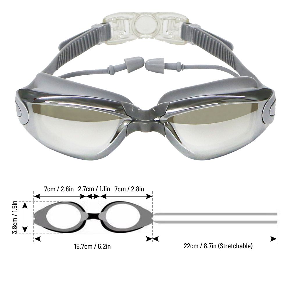 Swimming Goggles With Attached Earplugs Anti-Fog For Adult