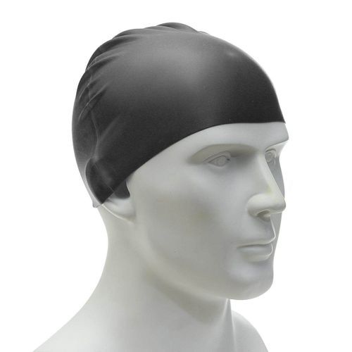 Unisex Adult Kids Children Swimming Cap Silicone Swim Hat Waterproof Shower Black