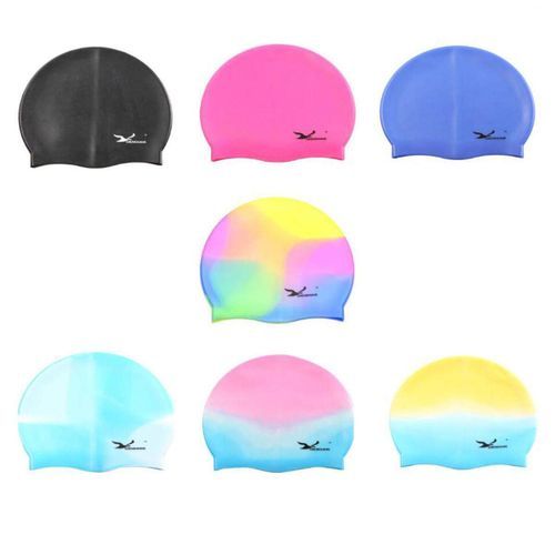 Unisex Adult Kids Children Swimming Cap Silicone Swim Hat Waterproof Shower Black