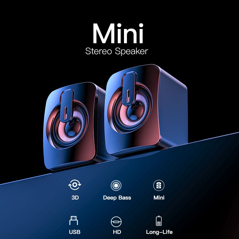 Mini Computer Speaker USB Wired Speakers 3D Stereo Sound Surround Loudspeaker For PC Laptop Notebook Not Bluetooth Loudspeakers