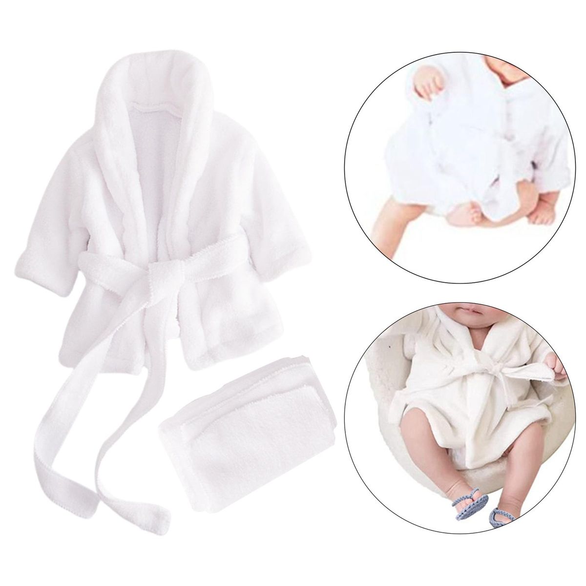 Soft Baby Photography Prop, Bathrobe Outfits, Robe White