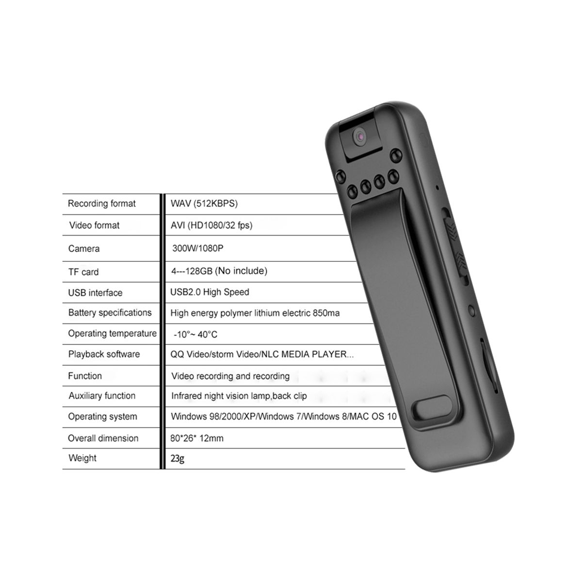 Mini Camera Full HD 1080P Small Memory Card Free Body Night Vision DV Video Recorder with 180 ° Rotating Lens