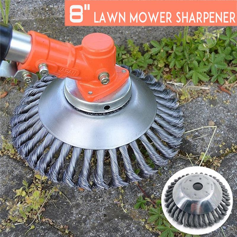 8 Inch Steel Trimmer Head Garden Weed Steel Wire Brush Break-proof Rounded Edge Weed GrTrimmer Head Lawn Mower Brush Cutter