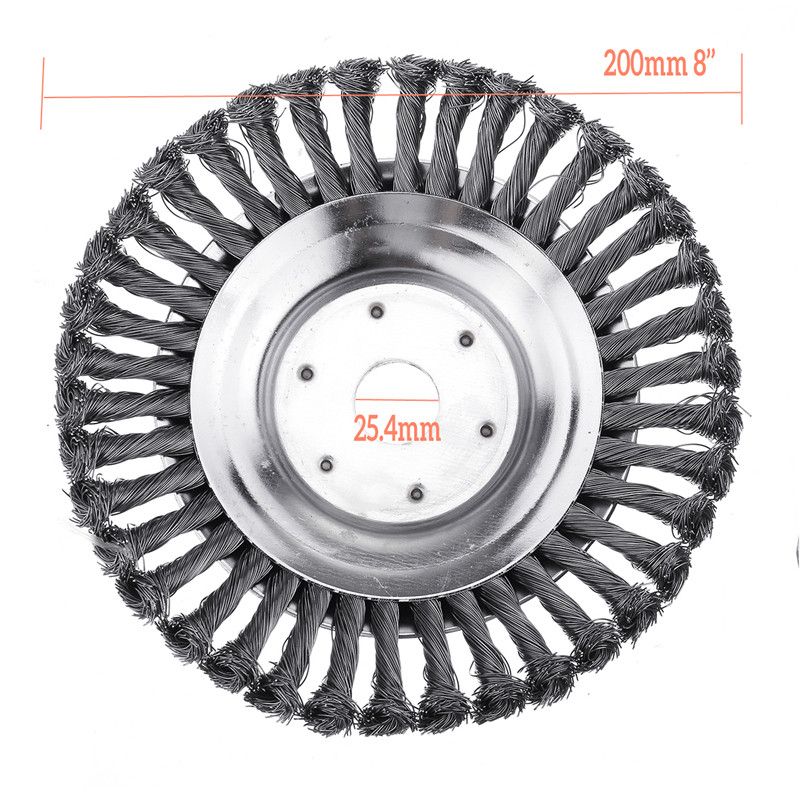8 Inch Steel Trimmer Head Garden Weed Steel Wire Brush Break-proof Rounded Edge Weed GrTrimmer Head Lawn Mower Brush Cutter