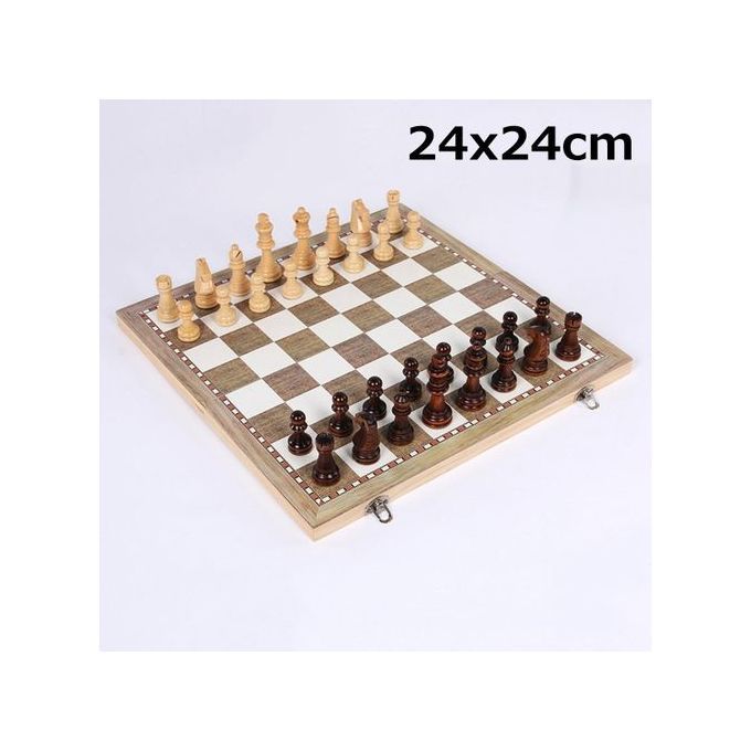 [3 IN 1] Folding Wooden Wood Chess Set Board Game - 24*24cm