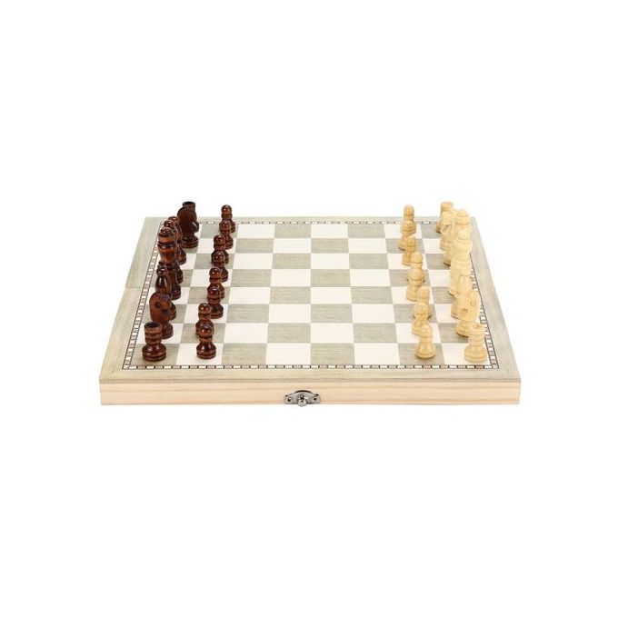 [3 IN 1] Folding Wooden Wood Chess Set Board Game - 24*24cm