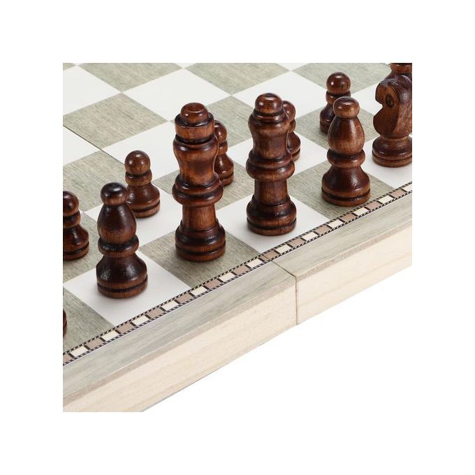 [3 IN 1] Folding Wooden Wood Chess Set Board Game - 24*24cm