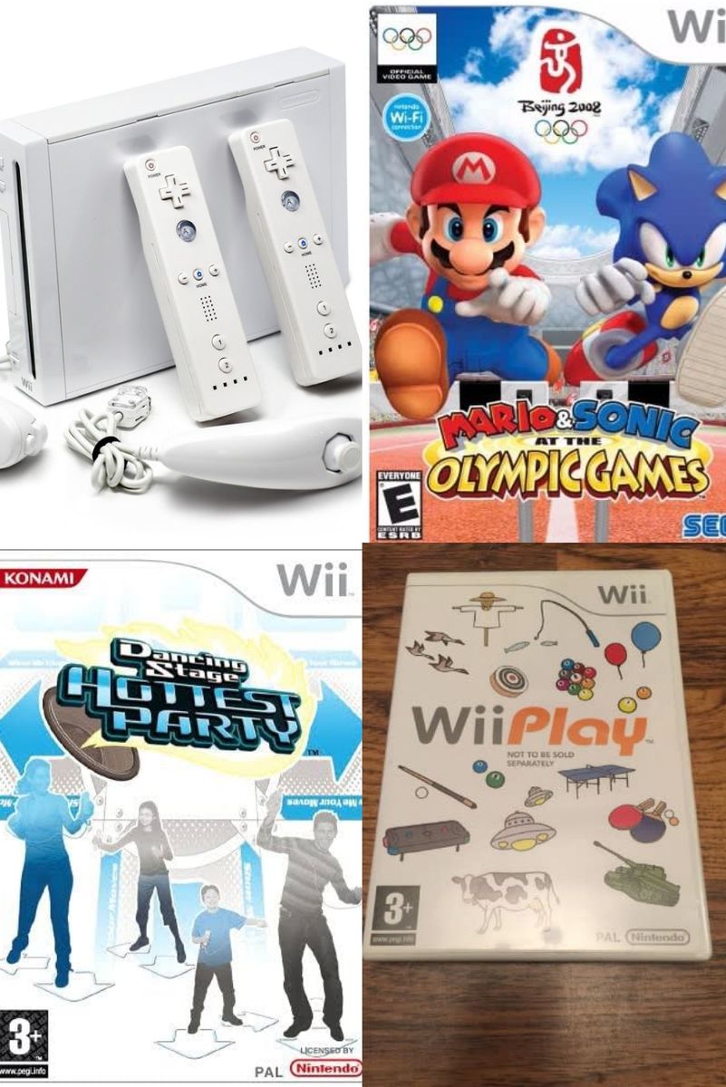 Wii Console+2 Remotes And Nunchuk With 3 Free Games - White