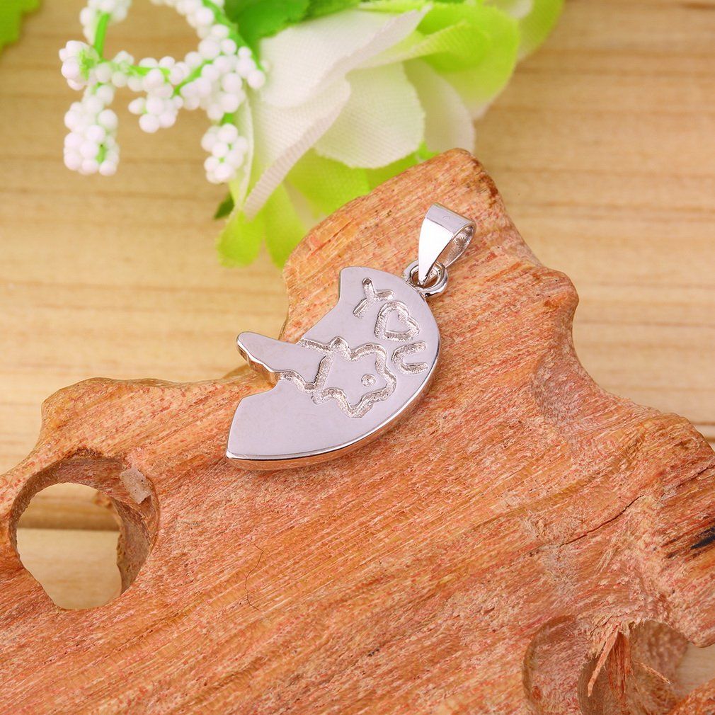 Silver Plated Couple Necklace I Love You Lock And Key Cupid's Heart Pendant-multicolor