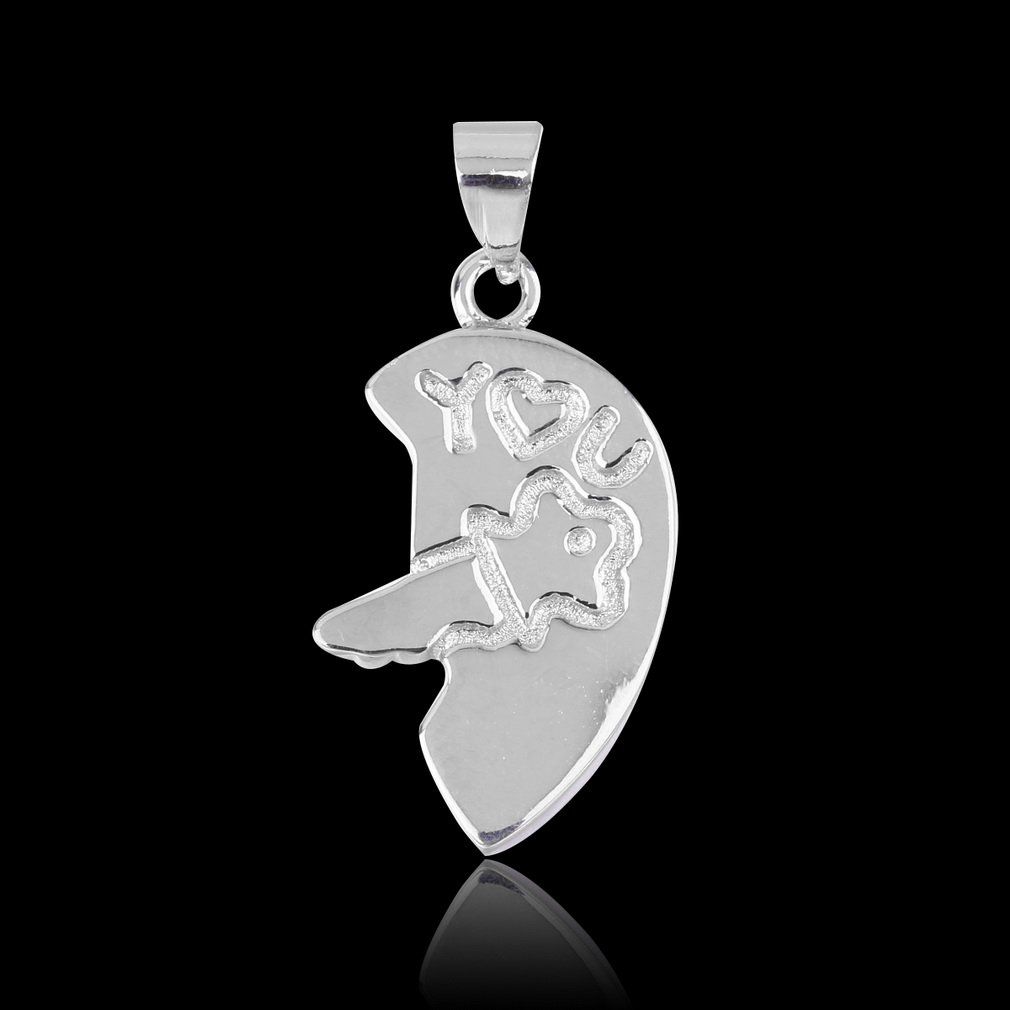 Silver Plated Couple Necklace I Love You Lock And Key Cupid's Heart Pendant-multicolor