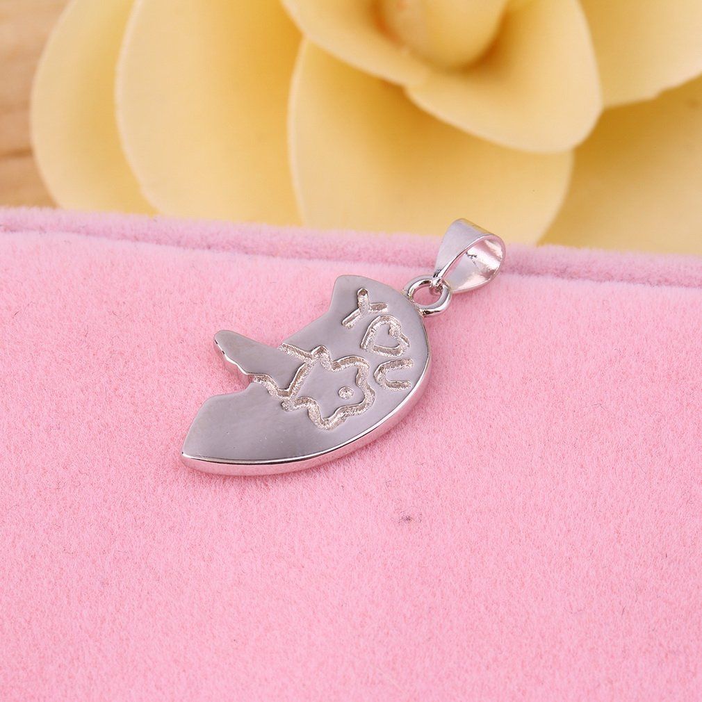 Silver Plated Couple Necklace I Love You Lock And Key Cupid's Heart Pendant-multicolor