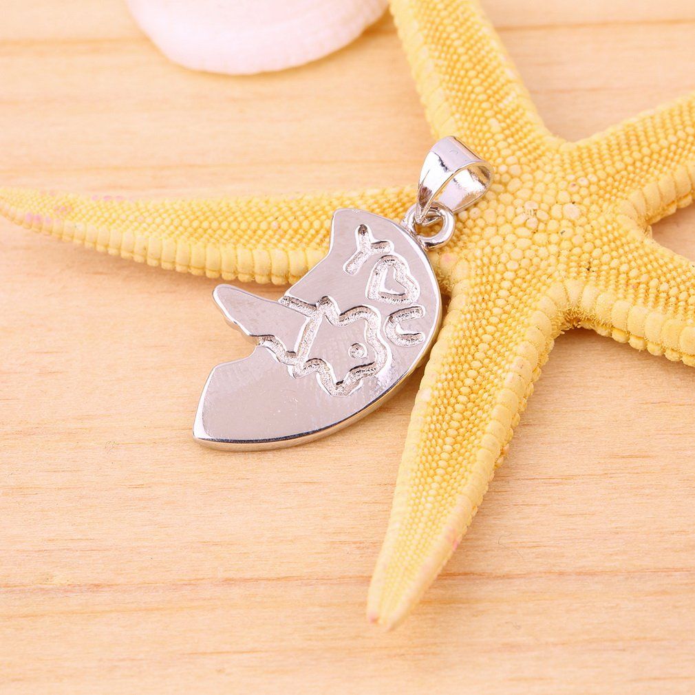 Silver Plated Couple Necklace I Love You Lock And Key Cupid's Heart Pendant-multicolor